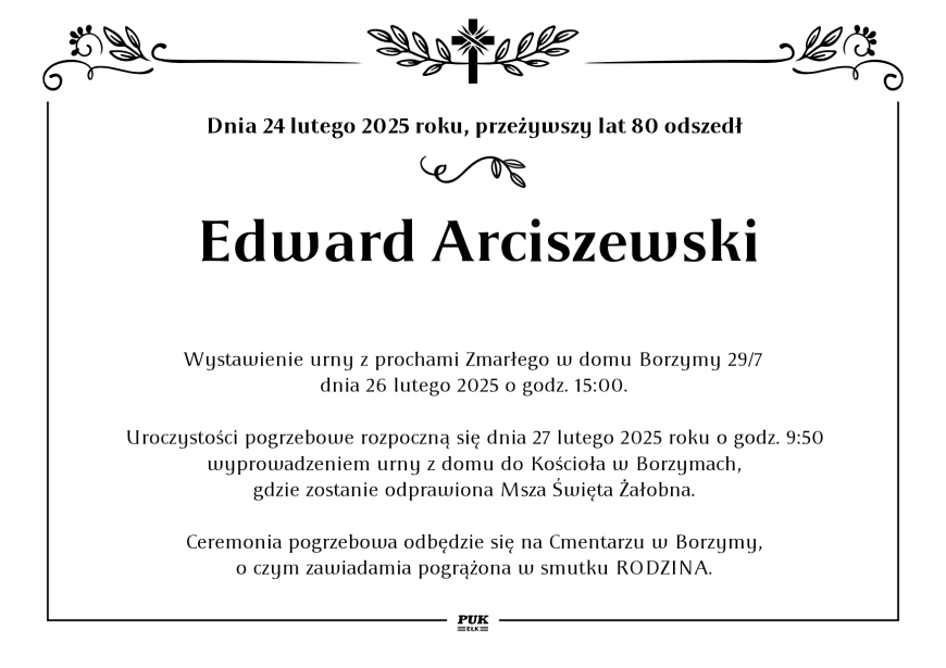 Edward Arciszewski - nekrolog